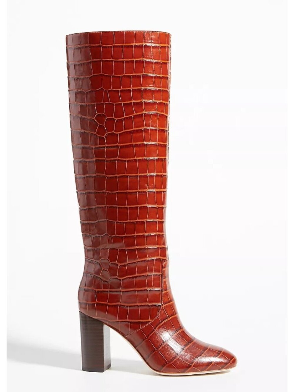 NEW Loeffler Randall Goldy Croc Embossed Boots Knee High Old Money Womens 11